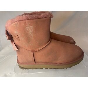 UGG Bailey Bow Mini Glimmer Blush Pink Women's 10 EUC